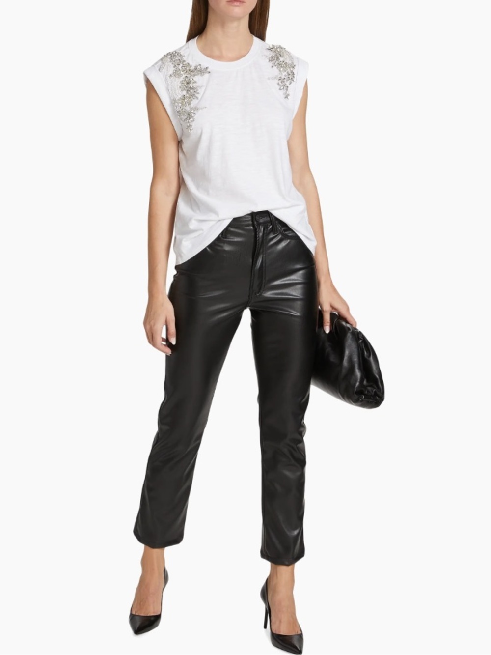 MOTHER Rider High Rise Cropped Faux Leather Jeans